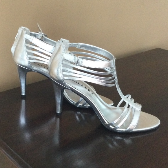 Gallery Sparkly Silver Strappy Stilettos - Picture 7 of 14